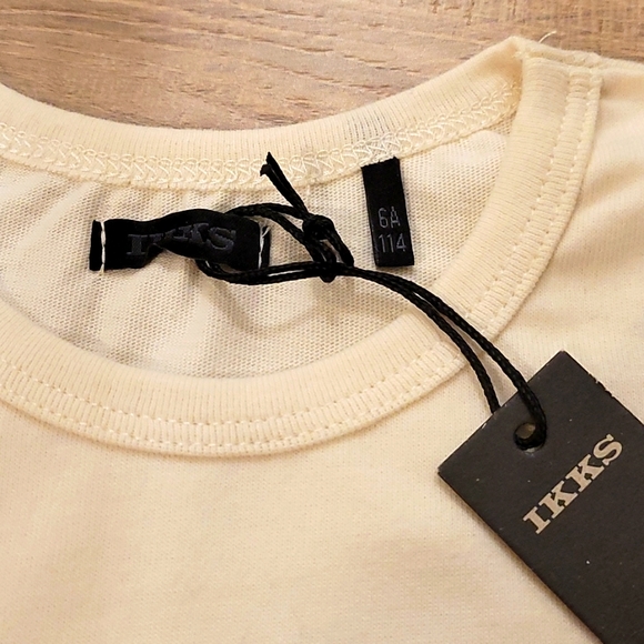 NWT IKKS Boys Long Sleeve Cream Tshirt size 6 - Picture 3 of 4